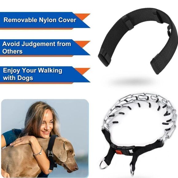 Supet Training Rubber Tip Prong Collar Quick Release No Pull Nylon Cover Sizable - Picture 9 of 16